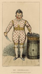 Joseph Grimaldi som klovn i Harlequin and Friar Bacon av English School