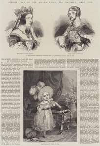 Jubileumsåret for dronningens regjeringstid, hennes majestets tidlige liv (gravering) av English School