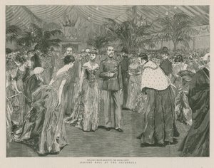 Jubileumsball i Guildhall, London; Lord Mayor mottar Royal Party av English School