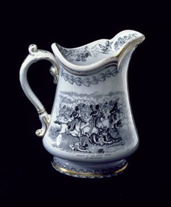 Kanne med en skildring av Charge of the Scots Greys ved Balaclava (keramikk) av English School