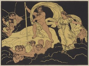 Juno og Aeolus (farge litho) av English School