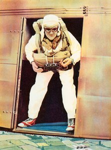 Bare i ferd med å hoppe (fargelitografi) av English School