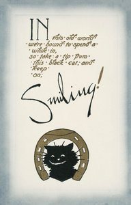 Fortsett å smile (fargelitografi) av English School