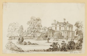 Kensington Palace Gardens; datert 27. august 1857 (blekk på papir) av English School