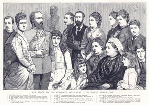 Nøkkelblokk til det fargede tillegget, kongefamilien, 1880 av English School