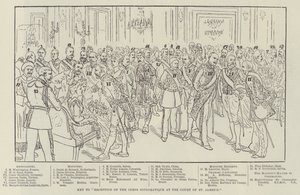 Nøkkel til "Reception of the Corps Diplomatique ved Court of St James