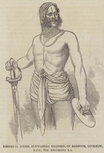 Khoosyal Doobe, Surwarrea Brahmin, fra Rampoor, Lucknow, Naik, 8. regiment Native Infantry (gravering) av English School