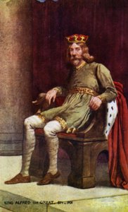 Kong Alfred den store (farge litho) av English School