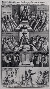 Kong Charles II (1630-85) med parlamentets hus, 1660 av English School