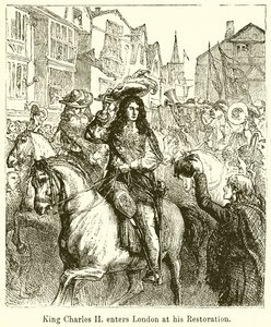 Kong Charles II kommer inn i London ved sin restaurering av English School