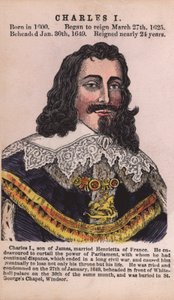Kong Charles I (farget gravering) av English School