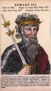 Kong Edward III (farget gravering) av English School