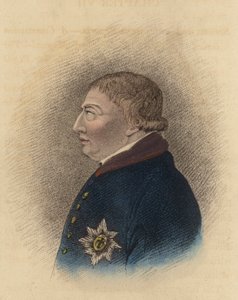 Kong George III, fra en skisse tatt i Windsor under hans sykdom (farget gravering) av English School