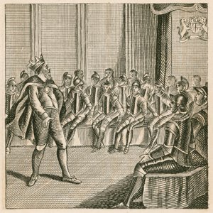 Kong Henry III gikk inn i parlamentet og fant baronene kledd i rustning av English School
