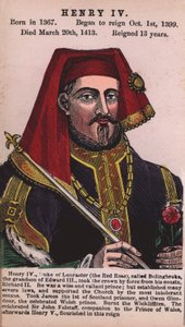 Kong Henry IV (farget gravering) av English School