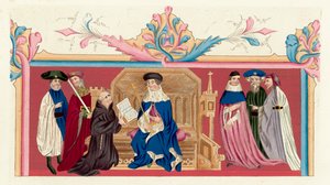 Kong Henrik IV og hoffet hans (farget gravering) av English School