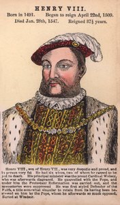 Kong Henry VIII (farget gravering) av English School