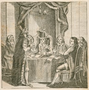 King James II mottar etterretning om den planlagte invasjonen av William of Orange av English School