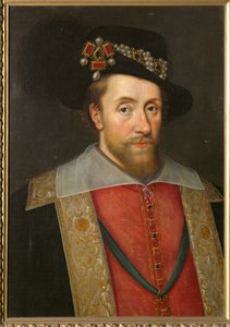 Kong James I av England og Skottland … (maleri på lerret) av English School