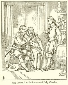 King James I med Steenie og Baby Charles av English School