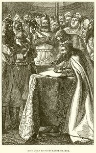 Kong John signerer Magna Charta av English School