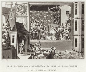 Kong Richard besøker sin onkel, hertugen av Gloucester, på slottet hans Pleshy av English School
