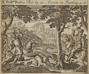 Kong William II av England skutt av en pil under jakt, 1100 av English School