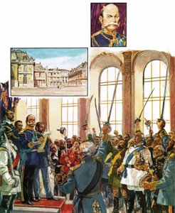 Kong Vilhelm av Preussen kunngjorde etableringen av et forent tysk rike i Versailles-palasset av English School