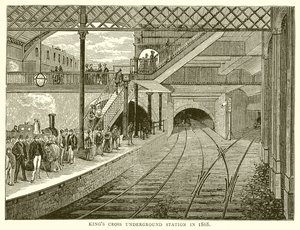 Kings Cross undergrunnsstasjon i 1868 av English School