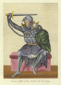 Ridder, muligens konge, i rustning, fra et manuskript fra 1200-tallet av English School