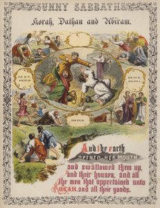 Korah, Datan og Abiram (farget gravering) av English School