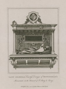 Lady Arabella, enkegrevinne av Nottinghams-monumentet i kapellet St Mary le Savoy av English School
