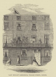 Lady Morgans bolig, William Street, London (gravering) av English School