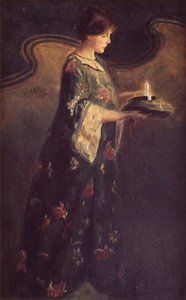 Dame med et lys, ca. 1890 av English School