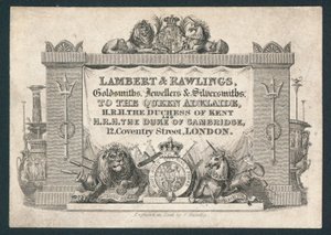 Lambert & Rawlings, gullsmeder, gullsmeder og sølvsmeder, fagkort av English School