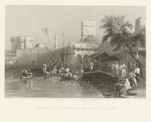 Landingssted i en liten havn på Rhodos, 1837 av English School