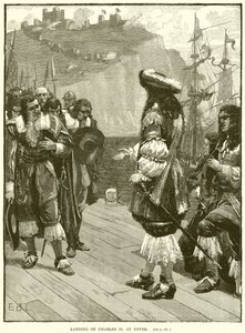 Landing av Charles II ved Dover av English School