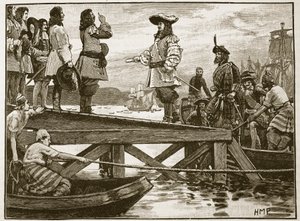 Landing av Marshall Schomberg ved Carrickfergus, illustrasjon fra Cassells Illustrated History of England (sepiafoto) av English School