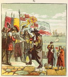 'Landing av William av Orange'. Den 5. november 1688 invaderte William England. av English School