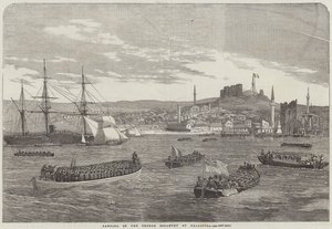 Landing av det franske infanteriet ved Gallipoli (gravering) av English School