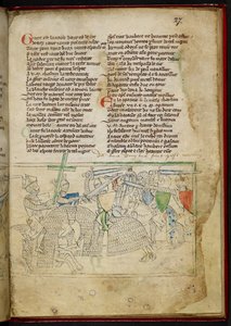 Lansdowne 782 f.27r Et slag mellom riddere, fra 