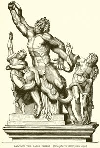 Laokoon, den falske presten. (Skulpert for 3000 år siden) (gravering) av English School