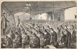 Stort Oakum-rom (under Silent System) ved Middlesex House of Correction, Coldbath Fields, illustrasjon fra The Criminal Prisons of London og Scenes from Prison Life av Henry Mayhew og John av English School