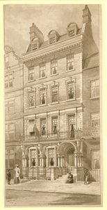 Siste hus i hjørnet av Bedford Square og Adeline Street, London (wc på papir)