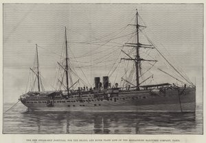 Lansering av en væpnet australsk passasjerdamper, Courier, ved Wallsend-on-Tyne (gravering) av English School