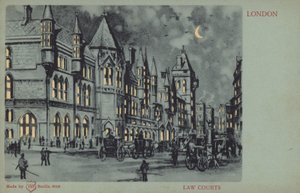 Law Courts, London (fargelitografi) av English School