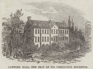 Lawford Hall, setet til Sir Theodosius Boughton (gravering) av English School