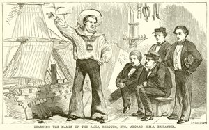 Lære navnene på seilene, likkledene, etc., ombord på H. M. S. Britannia av English School