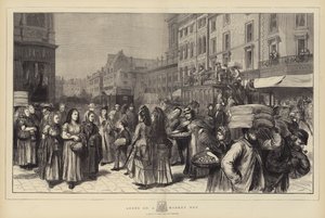 Leeds på en markedsdag (gravering) av English School