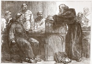 Lefevre foreleser ved Sorbonne, illustrasjon fra The History of Protestantism av James Aitken Wylie (1808-1890), pub. 1878 av English School